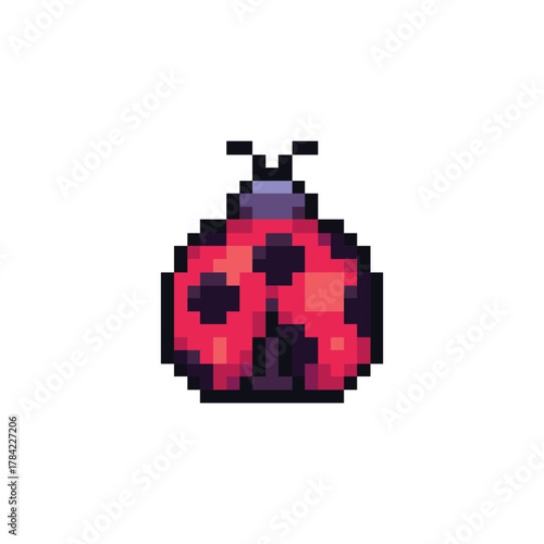 this is ladybug icon in pixel art with simple color and white background this item good for presentations,stickers, icons, t shirt design,game asset,logo and your project.