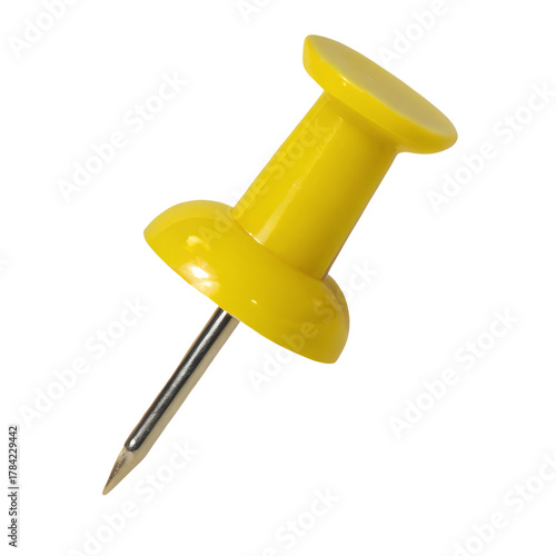 Yellow push pin isolated on transparent background