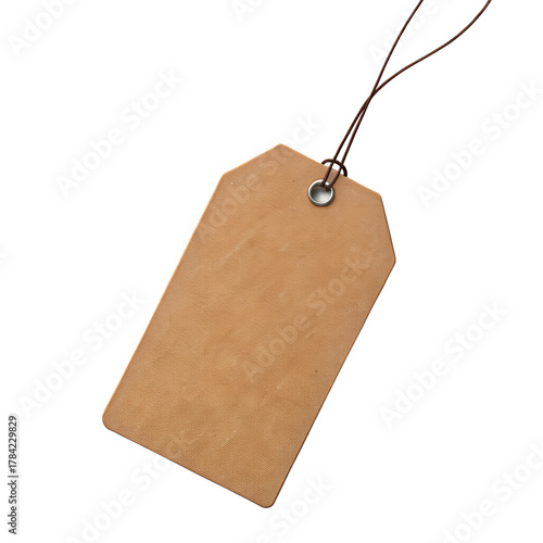 Brown blank price tag isolated on white background