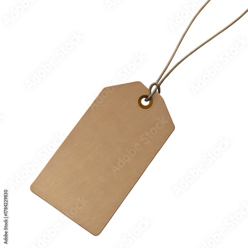 Brown blank price tag isolated on white background