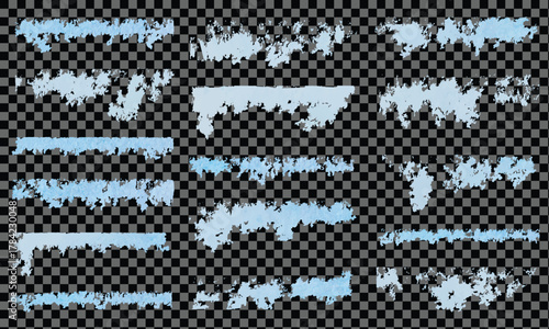 Textured Blue Brush Strokes Collection | Hand-Drawn Frosty and Winter-Themed Brush Elements
