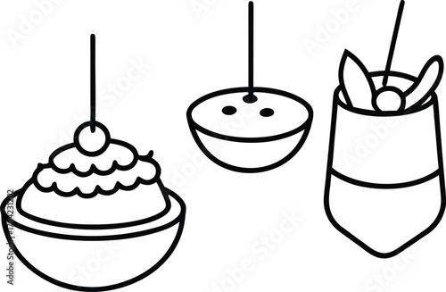 Appetizers and Starters Line Art Transparent Background