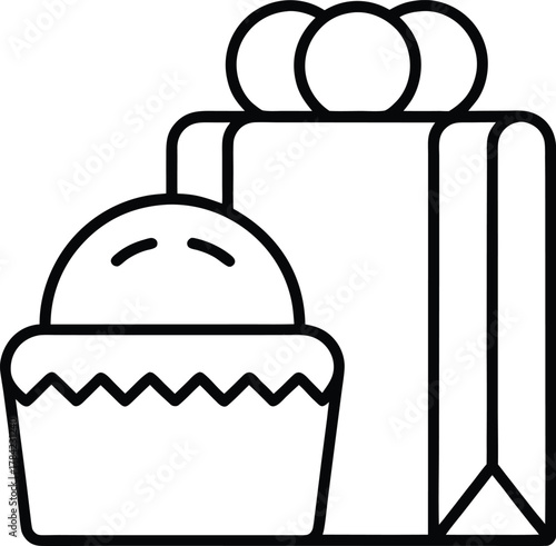 Bakery Packaging Icons Line Art Transparent Background