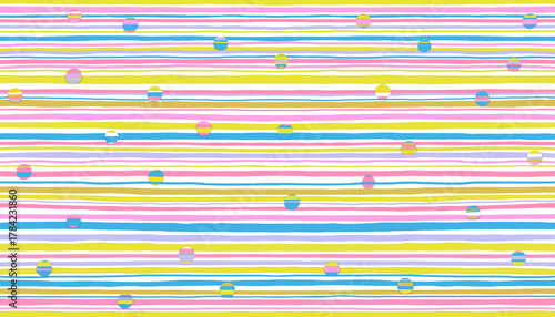 Modern Abstract Colorful pastel Hand-Drawn Stripe Pattern with polka dots Background. for Wrapping Paper, Fabric, card, poster , kid, party or Web Design