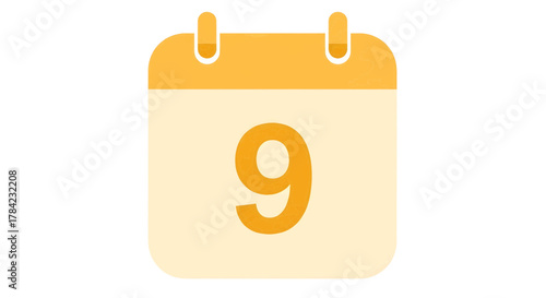 Calendar icon with the number 9 on a white background, symbolizing a date or event reminder