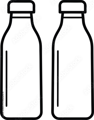 Detox Juice Bottles Line Art Transparent Background