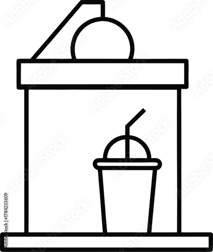 Fresh Juice Bar Line Art on White Background Transparent Background