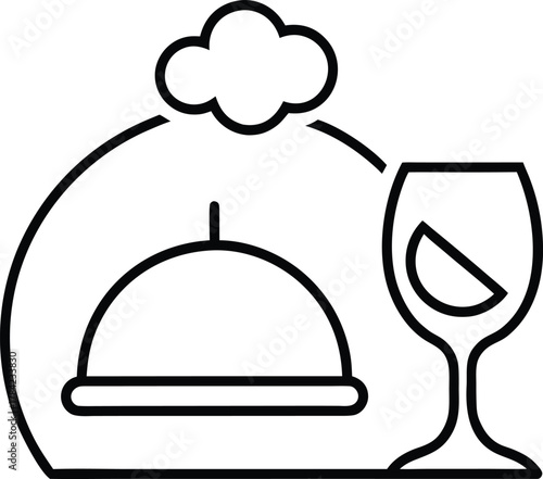 Gourmet Fine Dining Icons Line Art Transparent Background