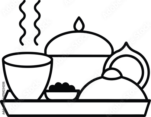 Hotel Breakfast Buffet Line Art Transparent Background