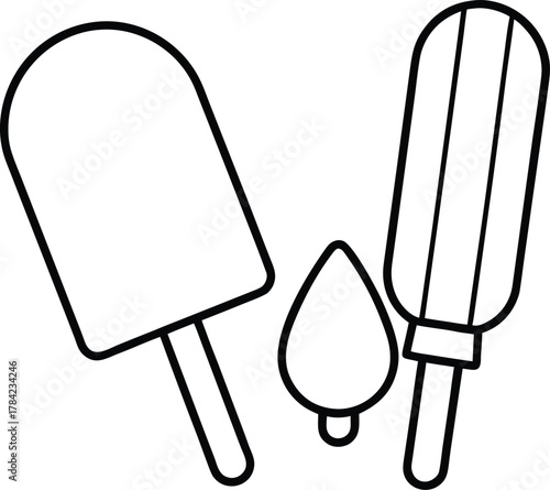 Ice Pops And Frozen Treats Line Art Transparent Background