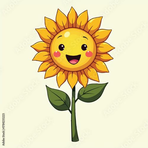 Cheerful Cartoon Sunflower with Open Mouth character