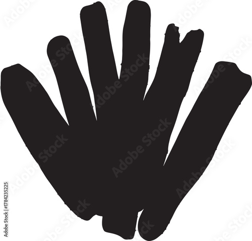 Ink Hand Impression: A bold, inky impression of a hand, rendered in a striking black silhouette, evokes a sense of touch and creation. 
