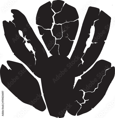 Fractured Lotus: Abstract artistic rendering of a lotus, symbolizing resilience and rebirth, its petals intricately detailed with fracture lines.