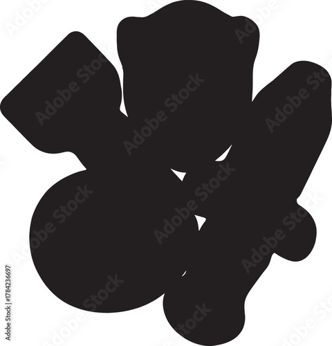 Popcorn silhouette: Bold black silhouette of popcorn scattered, ideal for representing leisure or cinema.