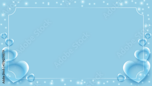 Blue Winter Love Background with Light Sparkles and Copy Space – Christmas and Valentine Theme