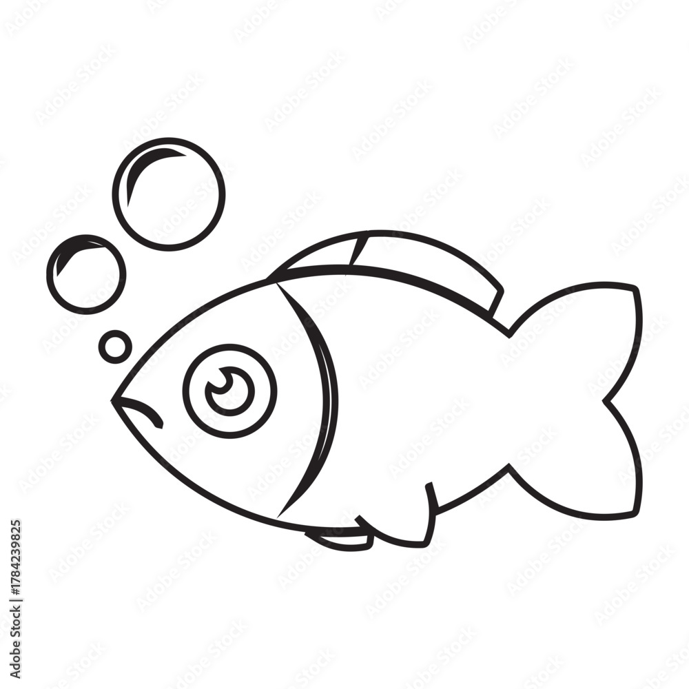 Obraz premium Fish Icon with Bubbles