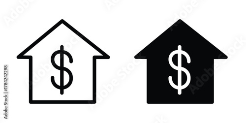 house with dollar icon. real estate price symbol. rent house symbol. vector illustration