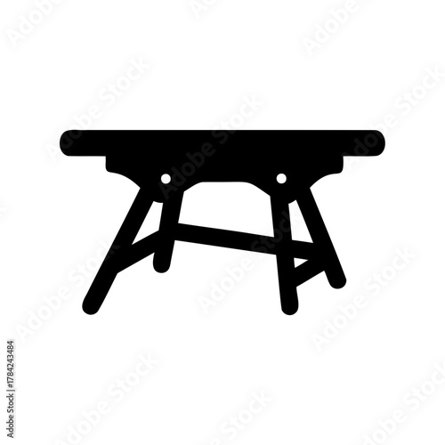 Silhouette of a sturdy sawhorse, essential tool for woodworking and construction projects