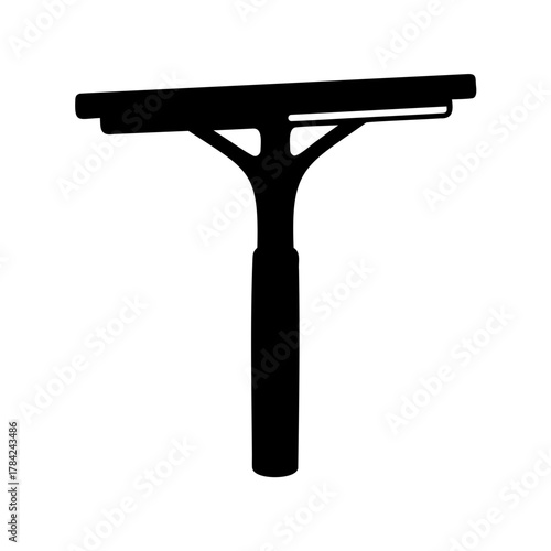 Black Silhouette of a Window Squeegee, Cleaning Tool for Smooth Surfaces