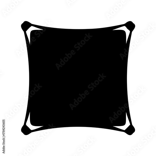 Abstract square shape with rounded corners and protrusions in black and white