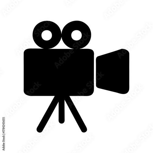 Classic vintage film movie camera icon for filmmaking production symbol
