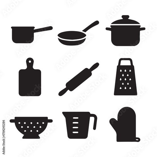 Cooking Equipment Silhouette Vector Set.eps