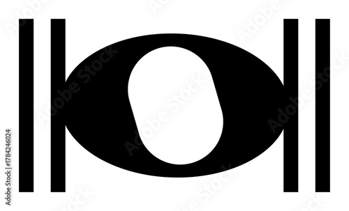 Black breve note icon, double whole note music symbol representing extended duration and rhythm in composition design