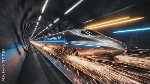 Futuristic HighSpeed Train Journey Through a Tunnel of Light.