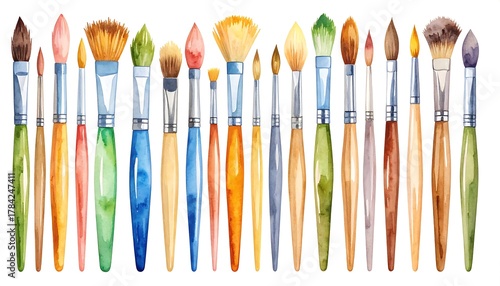 Watercolor Paintbrushes - A Colorful Collection for Artistic Expression.