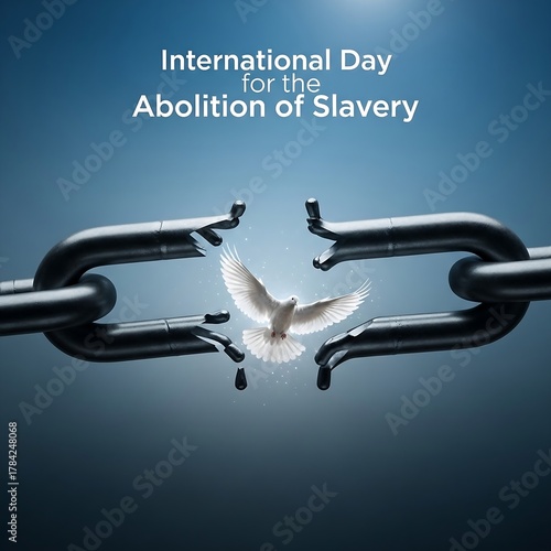 International day for the abolition of slavery broken chain dove flying free