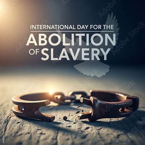 International day for the abolition of slavery broken handcuffs symbolizing freedom