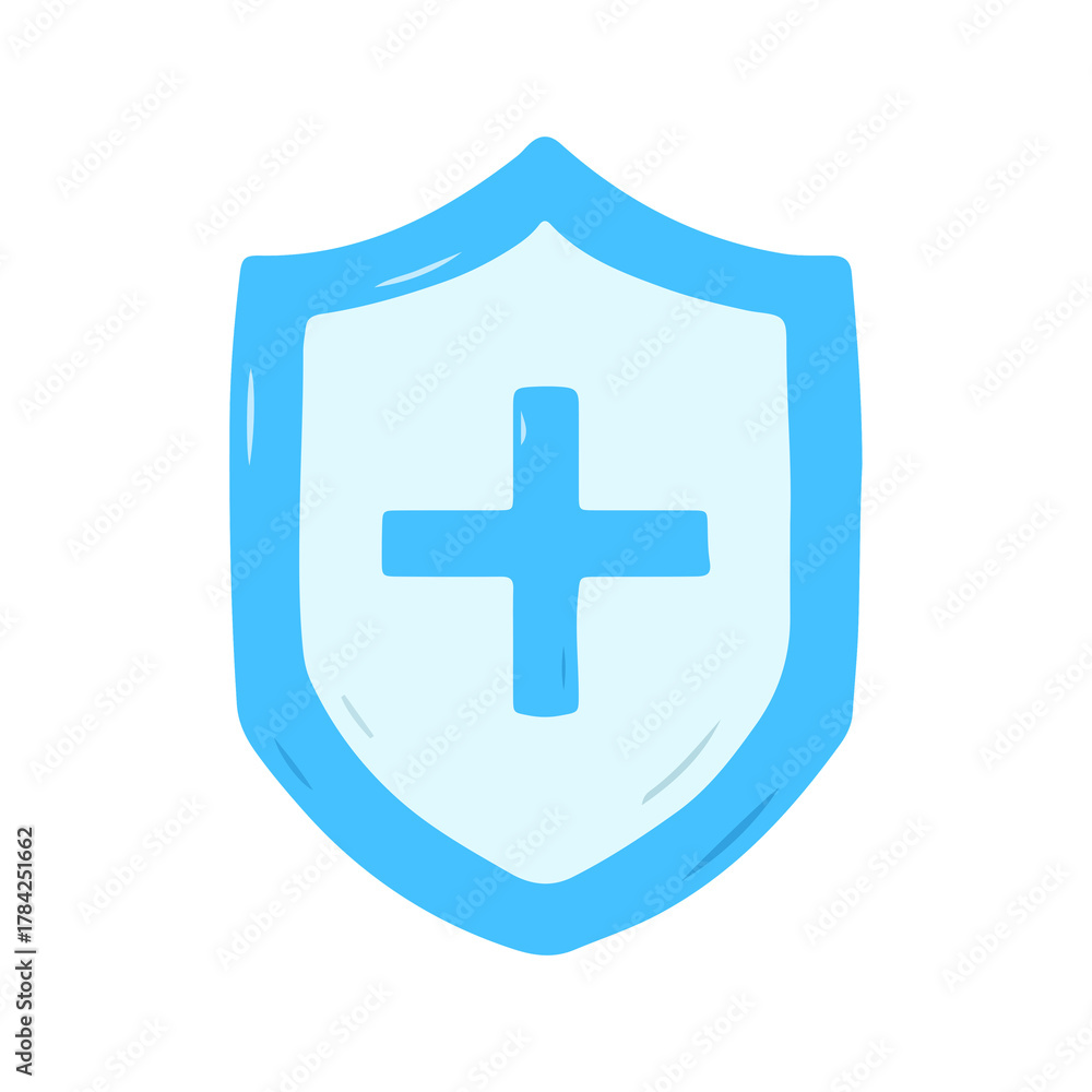 Obraz premium Medical Shield with Plus Sign Health Protection Icon