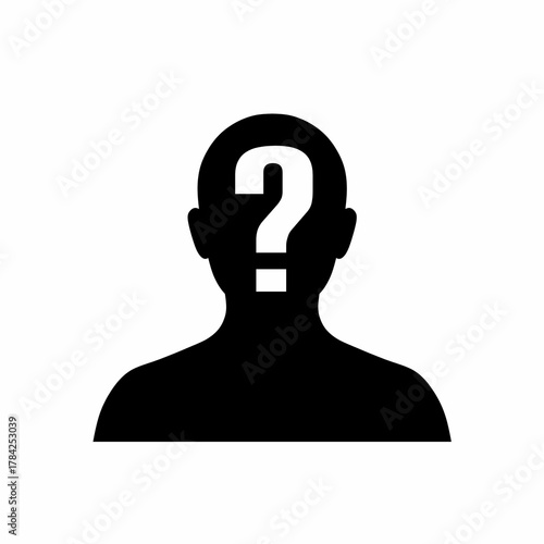 Silhouette Man with Question Mark Symbol Concept of Uncertainty