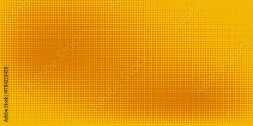 Horizontal line, halftone dot orange pattern. An arrangement of circular shapes.