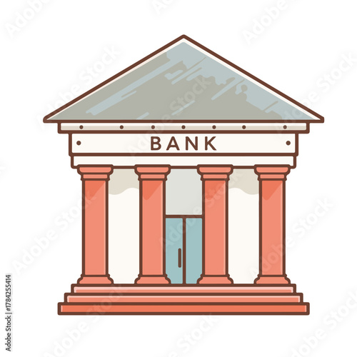 Classical Bank Building Finance Icon Vector Illustration