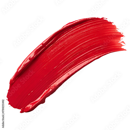Red paint stroke on white background