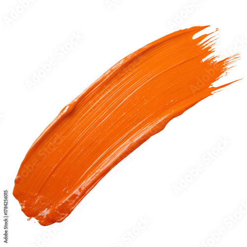 Orange paint stroke on white background