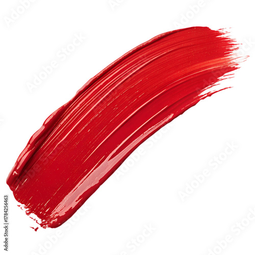 Red paint stroke on white background