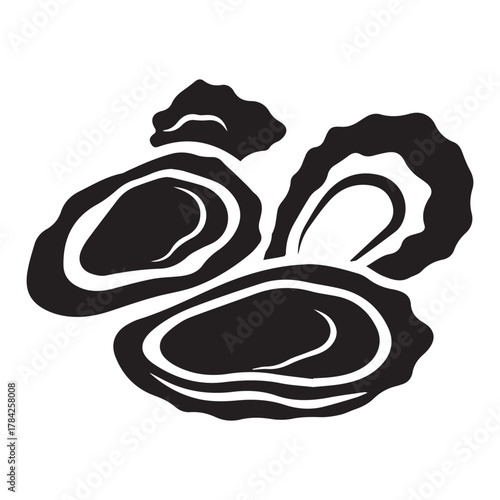 Three Black And White Oyster Illustrations On White Background