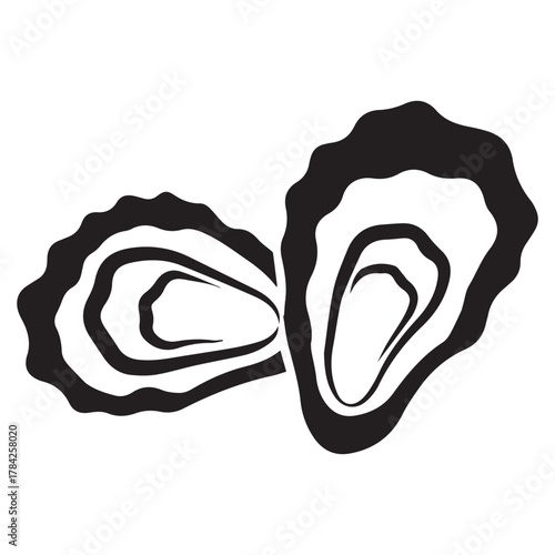 Two Black And White Oyster Illustrations On White Background