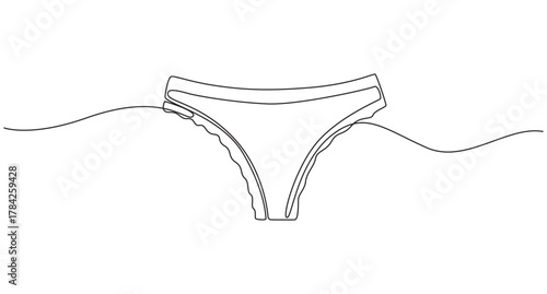 Continuous Line Drawing of Women's Underwear,Ladies Panty continuous single line art vector illustration,