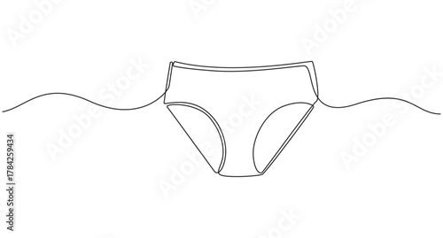 Continuous Line Drawing of Women's Underwear,Ladies Panty continuous single line art vector illustration,