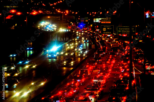 Obraz na plátne Pontchartrain Expressway during evening rush hour in New Orleans Louisiana