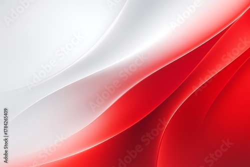 Abstract background with flowing white and red waves, creating a dynamic and modern design.