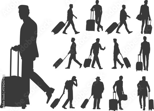 silhouettes of travels man 