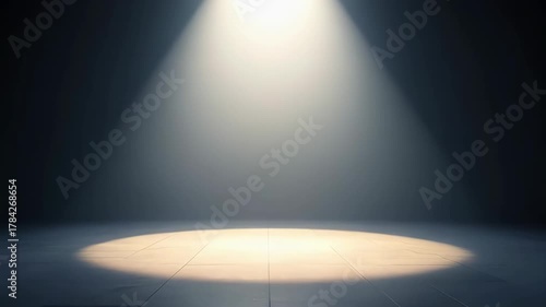 A Single Bright Spotlight Illuminates a Dark Stage Floor Creating an Atmosphere of Anticipation and Drama