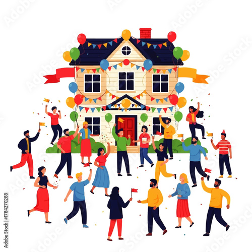 Cheerful People Celebrating at a Festive House Party.