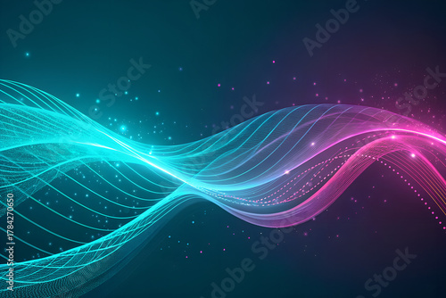 Dynamic Wavelengths: A mesmerizing display of flowing lines and vibrant hues dances across a dark backdrop, creating an artistic impression of technology and energy.