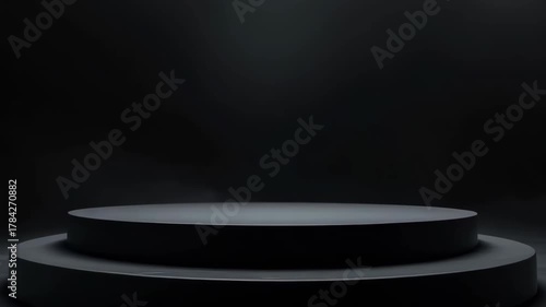 Empty Dark Stage With Spotlight And Smoke For Product Display In A Studio Setting