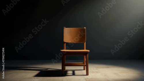 Wallpaper Mural A Simple Wooden Chair Sits Under A Spotlight In A Dark Room With A Wooden Floor And Dramatic Shadows Torontodigital.ca